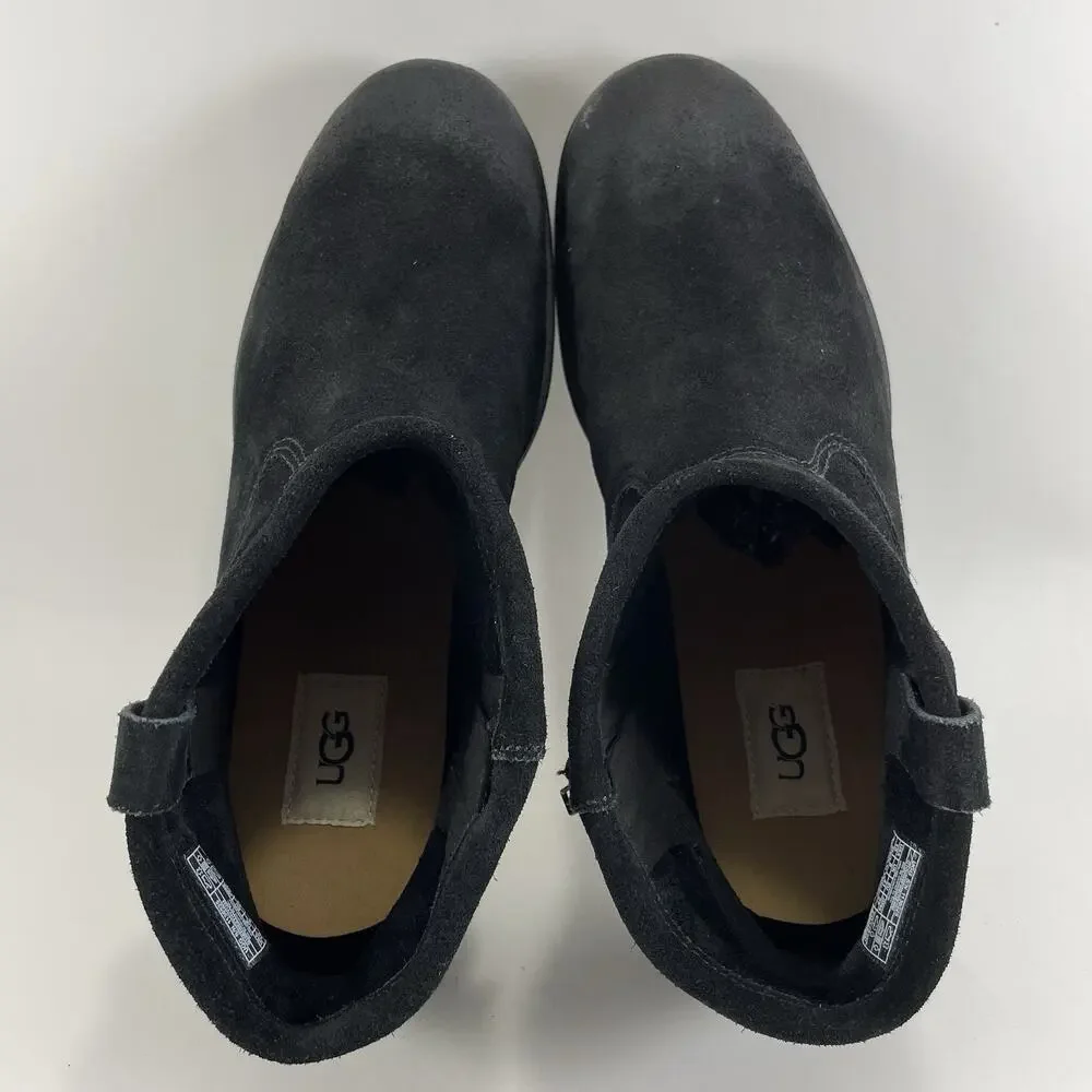 UGG Josefene Cuff Boot Black Suede Short Ankle Womens Size 10 Booties Slip On
